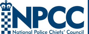 Logo of the National Police Chiefs’ Council (NPCC) featuring a blue checkerboard pattern, a crown, large blue letters NPCC, and the organizations full name underneath.